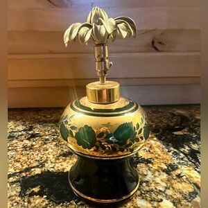 Elegant Gold and Green Decorative Perfume Bottle. Early 1960’s